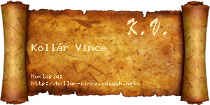 Kollár Vince névjegykártya